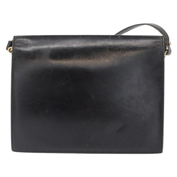 Authentic SAINT LAURENT Shoulder Bag Leather Black Gold - Picture 10 of 16